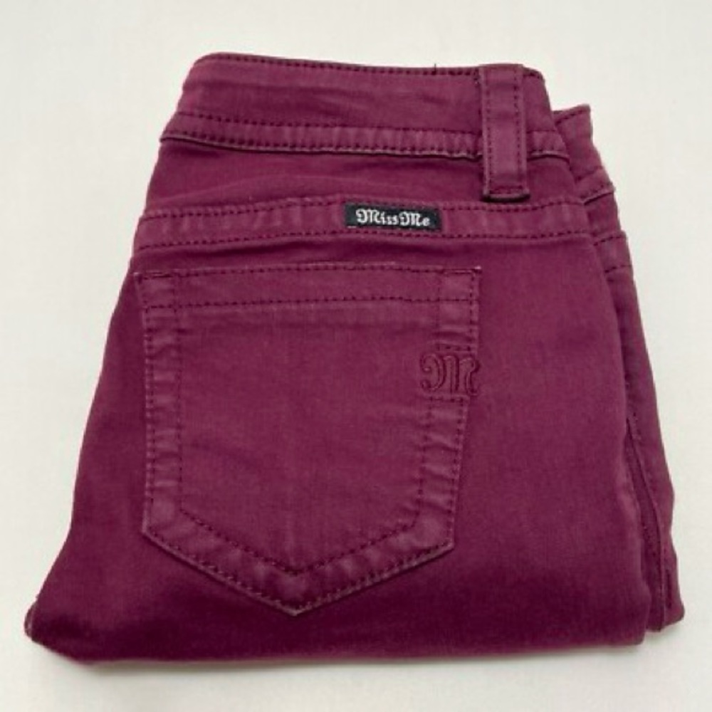 Miss Me Maroon Mid Rise Skinny Jeans
